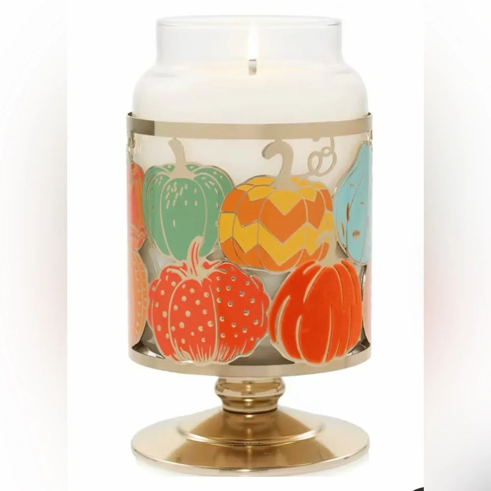 NWT Yankee Candle Fall Gourds Metal Large Jar Candle Holder Autumn Pumpkin Decor